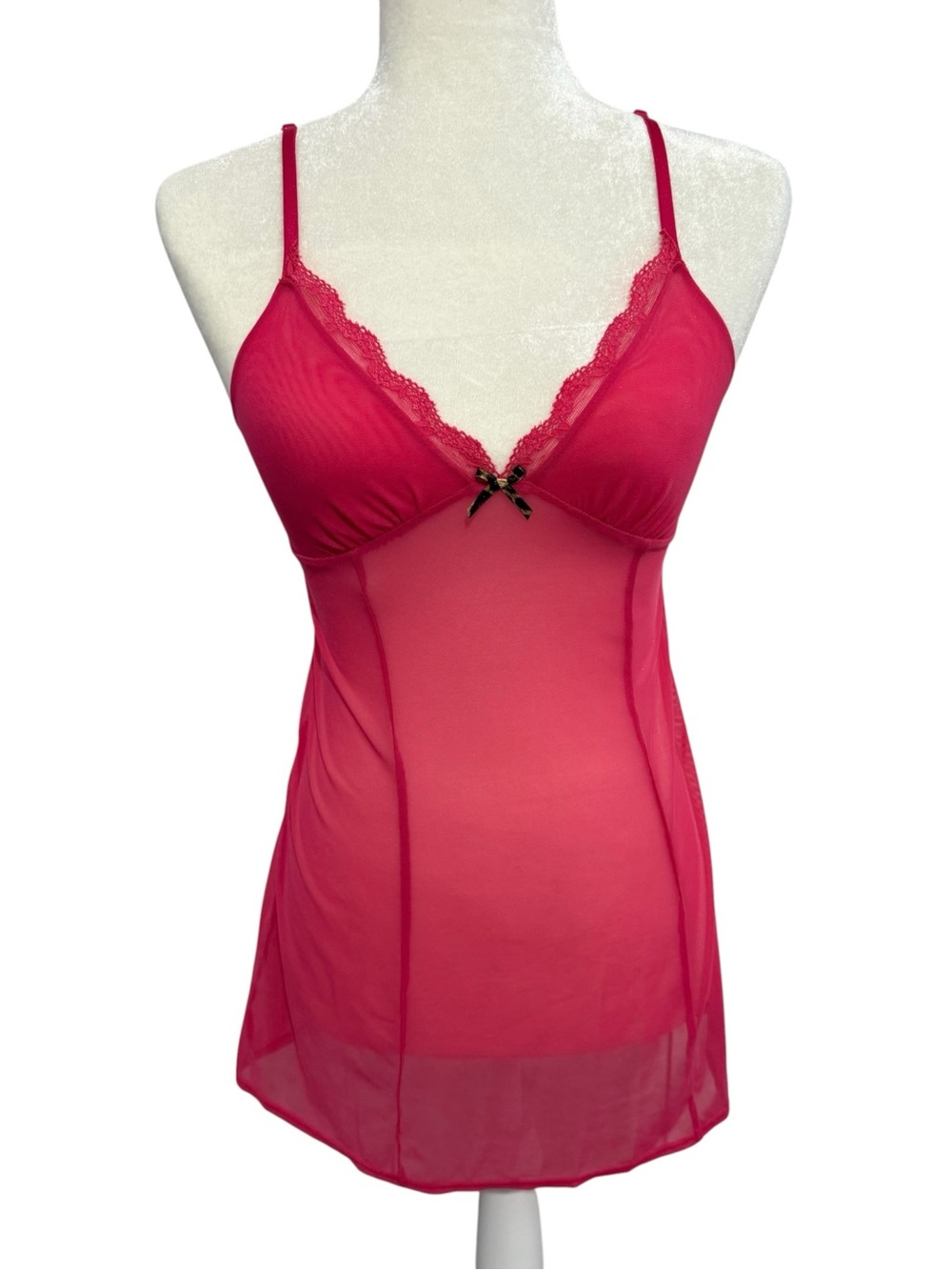 BETSEY JOHNSON Pink Sheer Babydoll Slip Dress